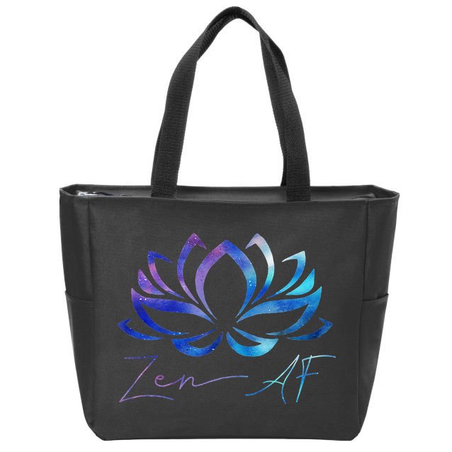 Zen AF Lotus Flower Funny Gift Yoga Clothes Spiritual Gifts Zip Tote Bag