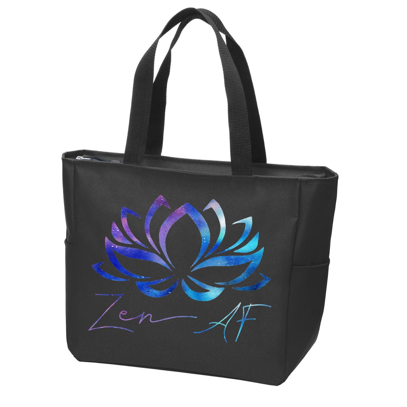 Zen AF Lotus Flower Funny Gift Yoga Clothes Spiritual Gifts Zip Tote Bag