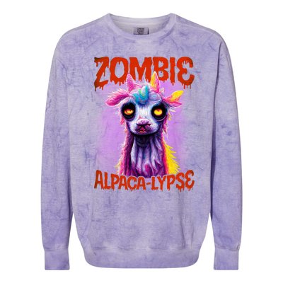 Zombie Alpaca Lypse Halloween Llama Spooky Costumes Graphic Plus Size Colorblast Crewneck Sweatshirt