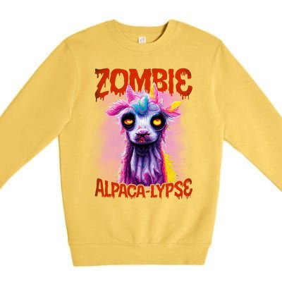 Zombie Alpaca Lypse Halloween Llama Spooky Costumes Graphic Plus Size Premium Crewneck Sweatshirt