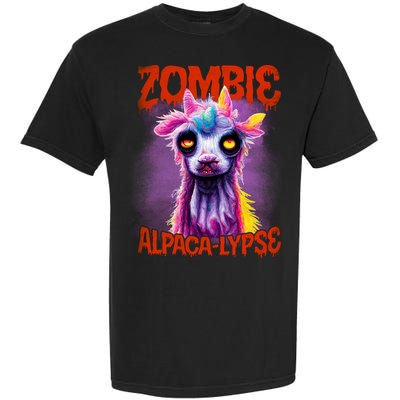 Zombie Alpaca Lypse Halloween Llama Spooky Costumes Graphic Plus Size Garment-Dyed Heavyweight T-Shirt