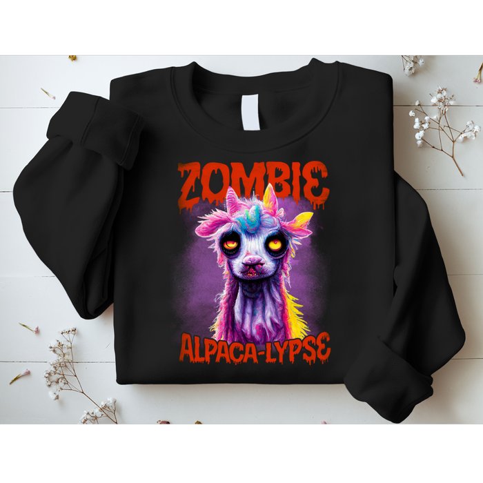 Zombie Alpaca Lypse Halloween Llama Spooky Costumes Graphic Plus Size Sweatshirt