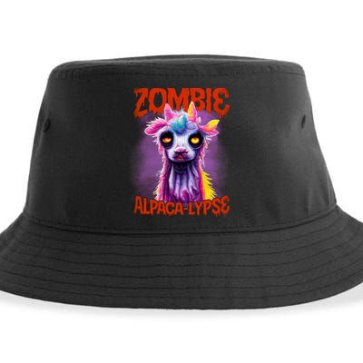 Zombie Alpaca Lypse Halloween Llama Spooky Costumes Graphic Plus Size Sustainable Bucket Hat