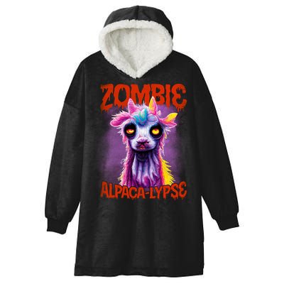 Zombie Alpaca Lypse Halloween Llama Spooky Costumes Graphic Plus Size Hooded Wearable Blanket