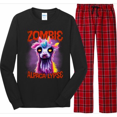 Zombie Alpaca Lypse Halloween Llama Spooky Costumes Graphic Plus Size Long Sleeve Pajama Set