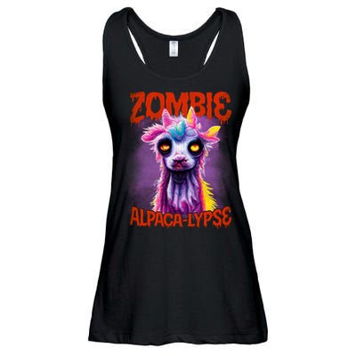 Zombie Alpaca Lypse Halloween Llama Spooky Costumes Graphic Plus Size Ladies Essential Flowy Tank
