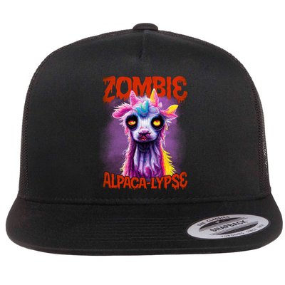 Zombie Alpaca Lypse Halloween Llama Spooky Costumes Graphic Plus Size Flatbill Hat