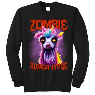 Zombie Alpaca Lypse Halloween Llama Spooky Costumes Graphic Plus Size Tall Sweatshirt