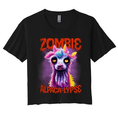 Zombie Alpaca Lypse Halloween Llama Spooky Costumes Graphic Plus Size Crop Top