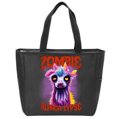 Zombie Alpaca Lypse Halloween Llama Spooky Costumes Graphic Plus Size Zip Tote Bag