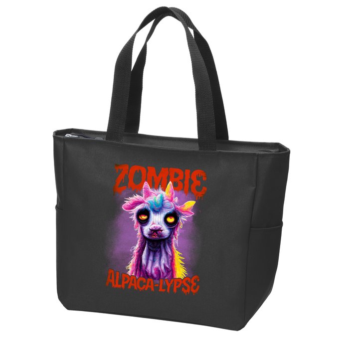 Zombie Alpaca Lypse Halloween Llama Spooky Costumes Graphic Plus Size Zip Tote Bag