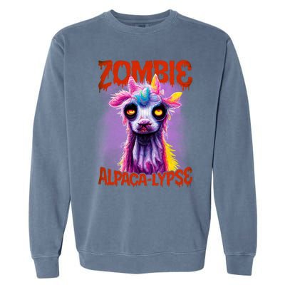 Zombie Alpaca Lypse Halloween Llama Spooky Costumes Graphic Plus Size Garment-Dyed Sweatshirt