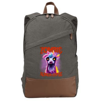 Zombie Alpaca Lypse Halloween Llama Spooky Costumes Graphic Plus Size Cotton Canvas Backpack