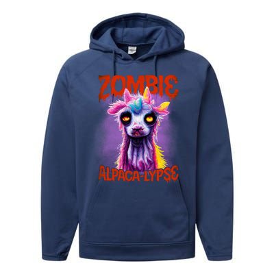 Zombie Alpaca Lypse Halloween Llama Spooky Costumes Graphic Plus Size Performance Fleece Hoodie