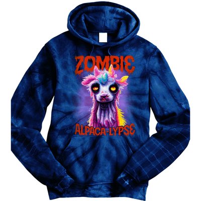 Zombie Alpaca Lypse Halloween Llama Spooky Costumes Graphic Plus Size Tie Dye Hoodie