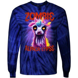 Zombie Alpaca Lypse Halloween Llama Spooky Costumes Graphic Plus Size Tie-Dye Long Sleeve Shirt