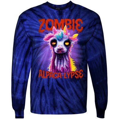 Zombie Alpaca Lypse Halloween Llama Spooky Costumes Graphic Plus Size Tie-Dye Long Sleeve Shirt