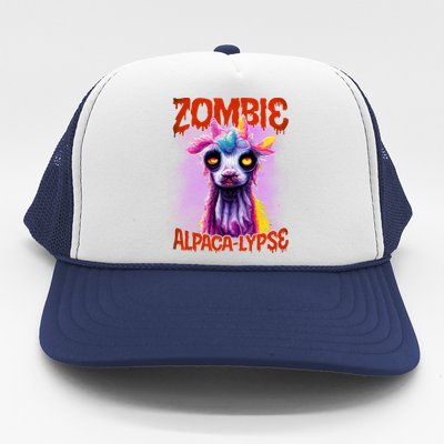 Zombie Alpaca Lypse Halloween Llama Spooky Costumes Graphic Plus Size Trucker Hat