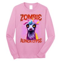 Zombie Alpaca Lypse Halloween Llama Spooky Costumes Graphic Plus Size Long Sleeve Shirt