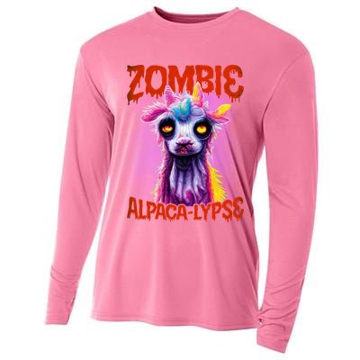 Zombie Alpaca Lypse Halloween Llama Spooky Costumes Graphic Plus Size Cooling Performance Long Sleeve Crew