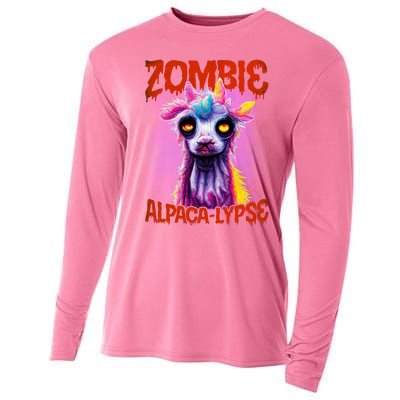 Zombie Alpaca Lypse Halloween Llama Spooky Costumes Graphic Plus Size Cooling Performance Long Sleeve Crew