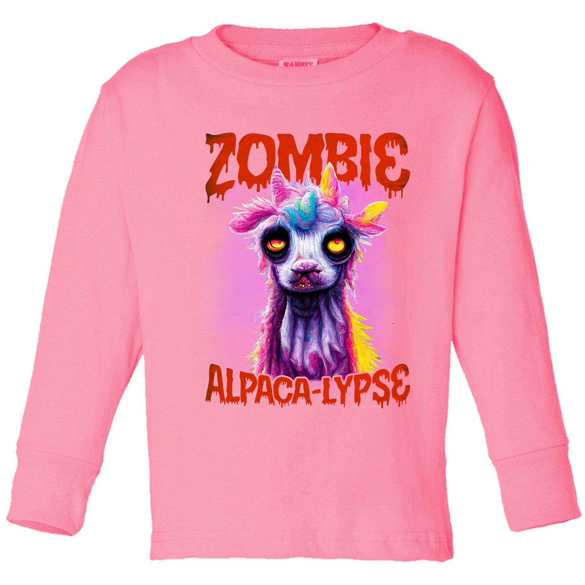 Zombie Alpaca Lypse Halloween Llama Spooky Costumes Graphic Plus Size Toddler Long Sleeve Shirt