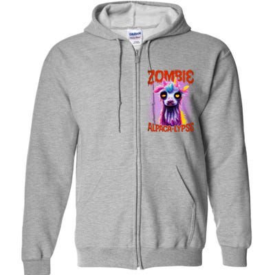 Zombie Alpaca Lypse Halloween Llama Spooky Costumes Graphic Plus Size Full Zip Hoodie