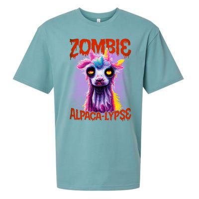 Zombie Alpaca Lypse Halloween Llama Spooky Costumes Graphic Plus Size Sueded Cloud Jersey T-Shirt