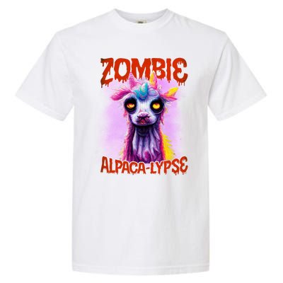 Zombie Alpaca Lypse Halloween Llama Spooky Costumes Graphic Plus Size Garment-Dyed Heavyweight T-Shirt