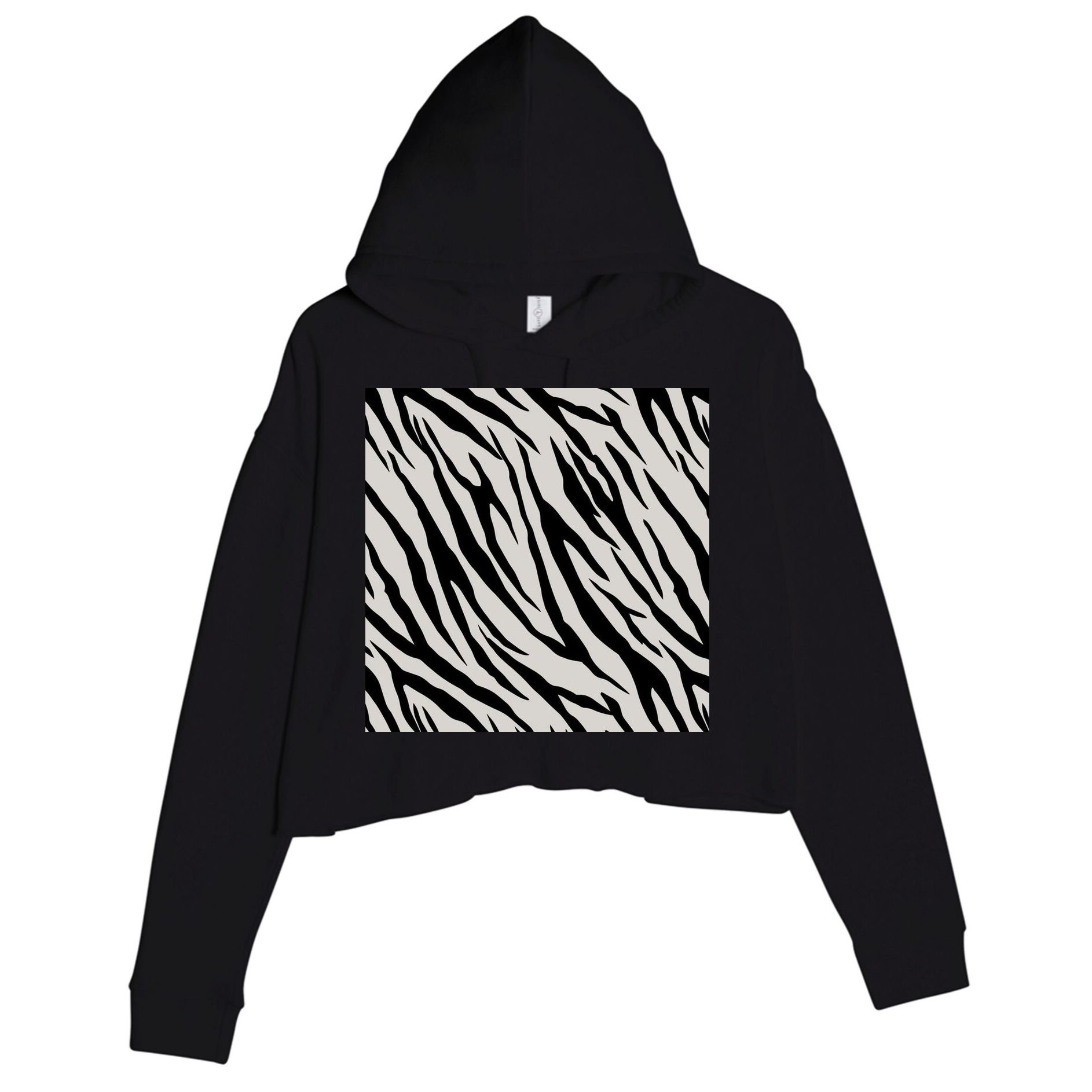 Zebra Animal Print Crop Fleece Hoodie
