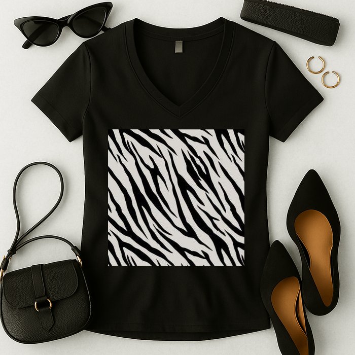 Zebra Animal Print Women's V-Neck T-Shirt