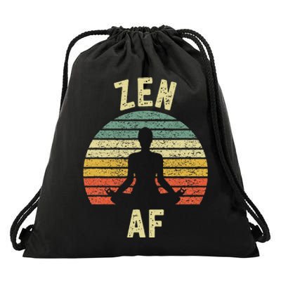 Zen Af Retro Yoga Cute Funny Gift Drawstring Bag