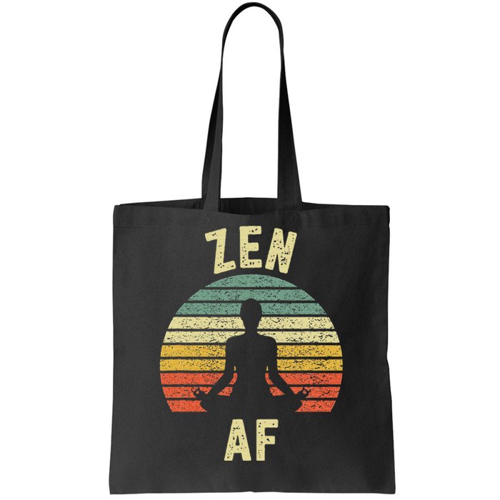 Zen Af Retro Yoga Cute Funny Gift Tote Bag