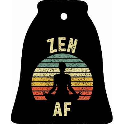 Zen Af Retro Yoga Cute Funny Gift Ceramic Bell Ornament