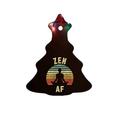 Zen Af Retro Yoga Cute Funny Gift Ceramic Tree Ornament