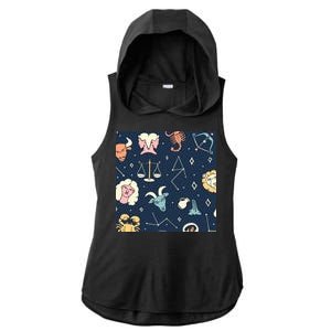 Zodiac Astrology Signs Ladies PosiCharge Tri-Blend Wicking Draft Hoodie Tank