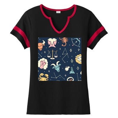 Zodiac Astrology Signs Ladies Halftime Notch Neck Tee