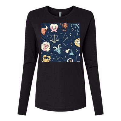 Zodiac Astrology Signs Womens Cotton Relaxed Long Sleeve T-Shirt