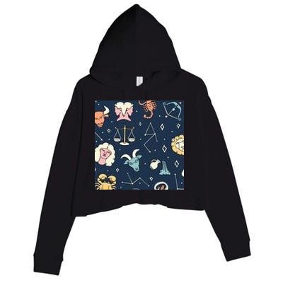 Zodiac Astrology Signs Crop Fleece Hoodie