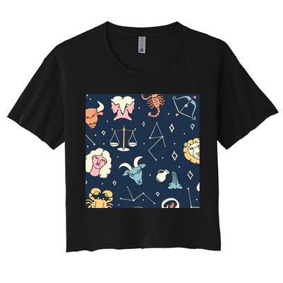 Zodiac Astrology Signs Crop Top