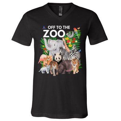 Zoo Animals Safari Party A Day At The Zoo Safari Zoo Animal V-Neck T-Shirt