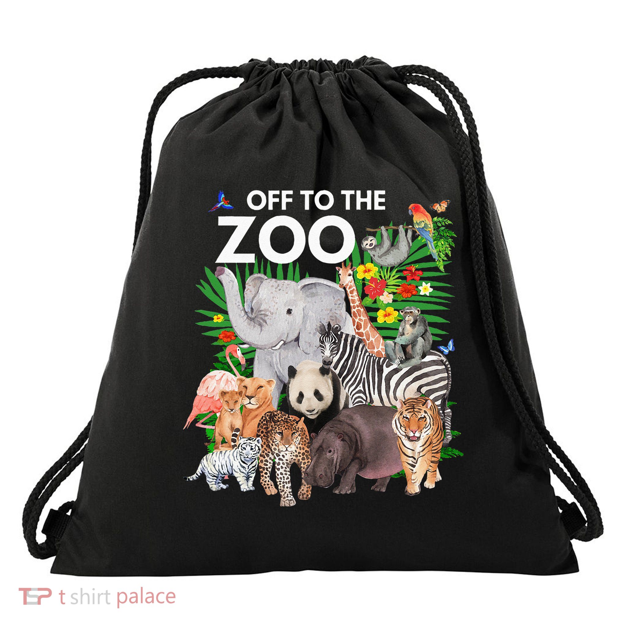 Zoo Animals Safari Party A Day At The Zoo Safari Zoo Animal Drawstring Bag