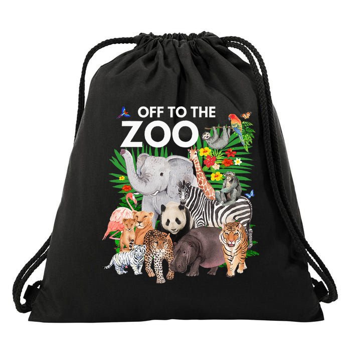 Zoo Animals Safari Party A Day At The Zoo Safari Zoo Animal Drawstring Bag