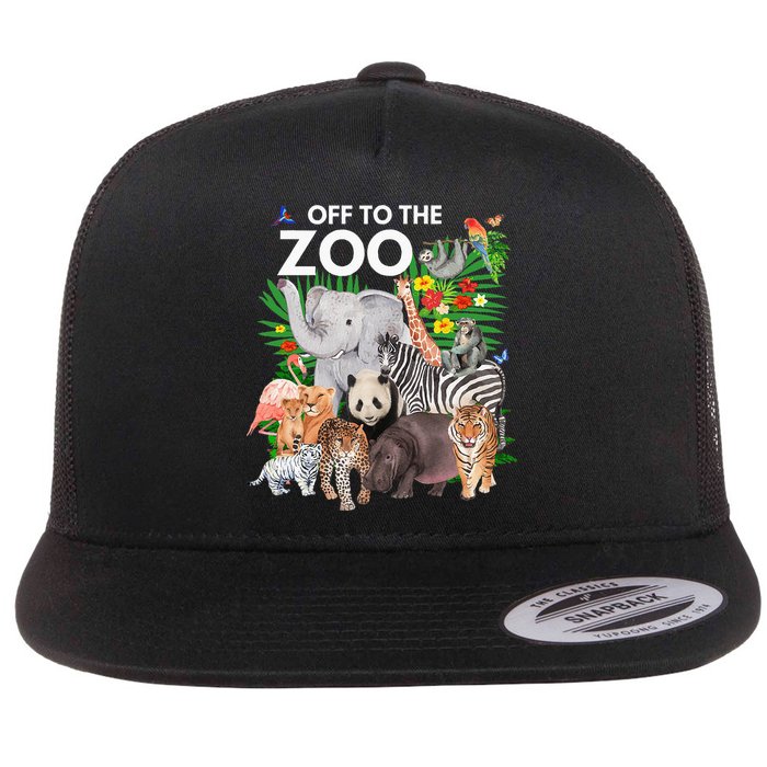 Zoo Animals Safari Party A Day At The Zoo Safari Zoo Animal Flat Bill Trucker Hat