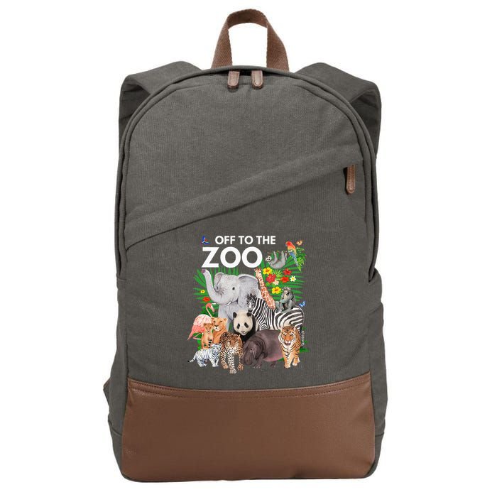 Zoo Animals Safari Party A Day At The Zoo Safari Zoo Animal Cotton Canvas Backpack