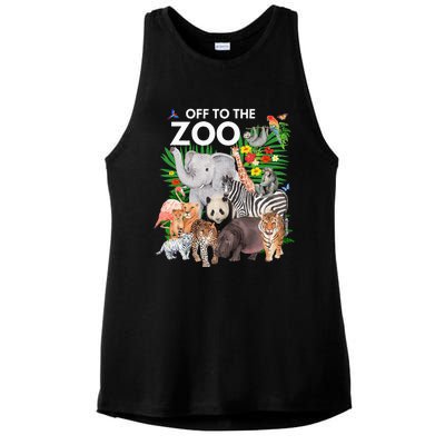 Zoo Animals Safari Party A Day At The Zoo Safari Zoo Animal Ladies PosiCharge Tri-Blend Wicking Tank