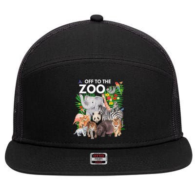 Zoo Animals Safari Party A Day At The Zoo Safari Zoo Animal 7 Panel Mesh Trucker Snapback Hat