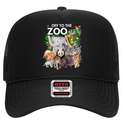 Zoo Animals Safari Party A Day At The Zoo Safari Zoo Animal High Crown Mesh Back Trucker Hat