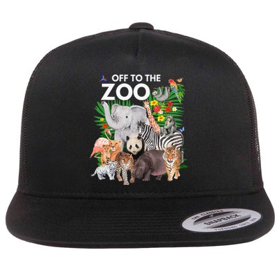 Zoo Animals Safari Party A Day At The Zoo Safari Zoo Animal Flat Bill Trucker Hat