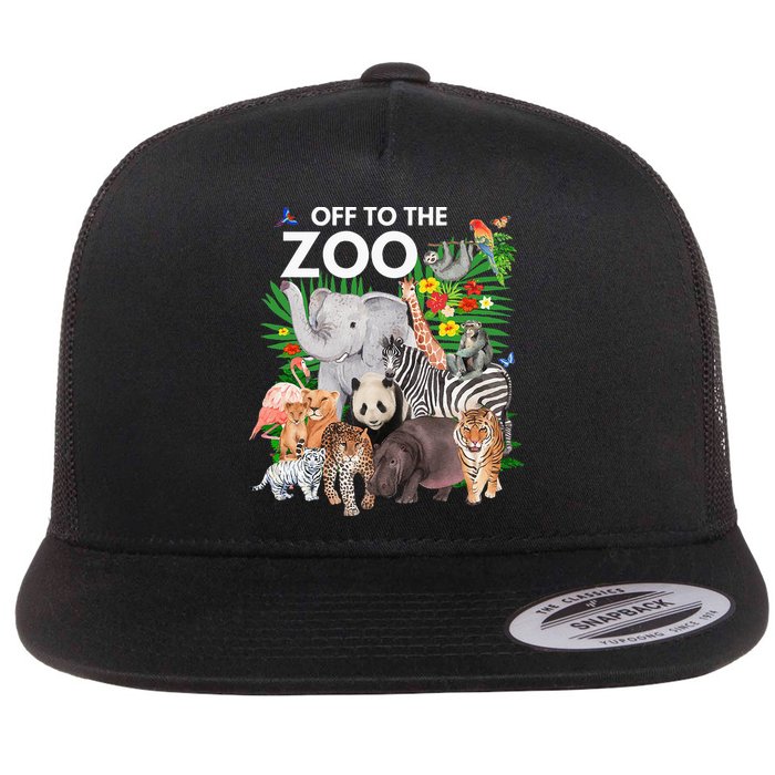 Zoo Animals Safari Party A Day At The Zoo Safari Zoo Animal Flat Bill Trucker Hat